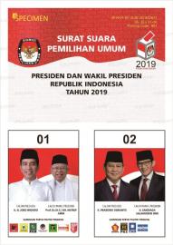 Specimen Kartu Suara Pemilu 2019 (DPR & Presiden-Wakil Presiden)